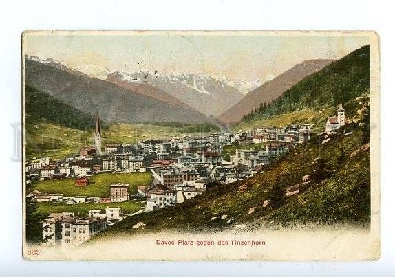 129580 Switzerland DAVOS Platz gegen das Tinzenhorn Vintage PC