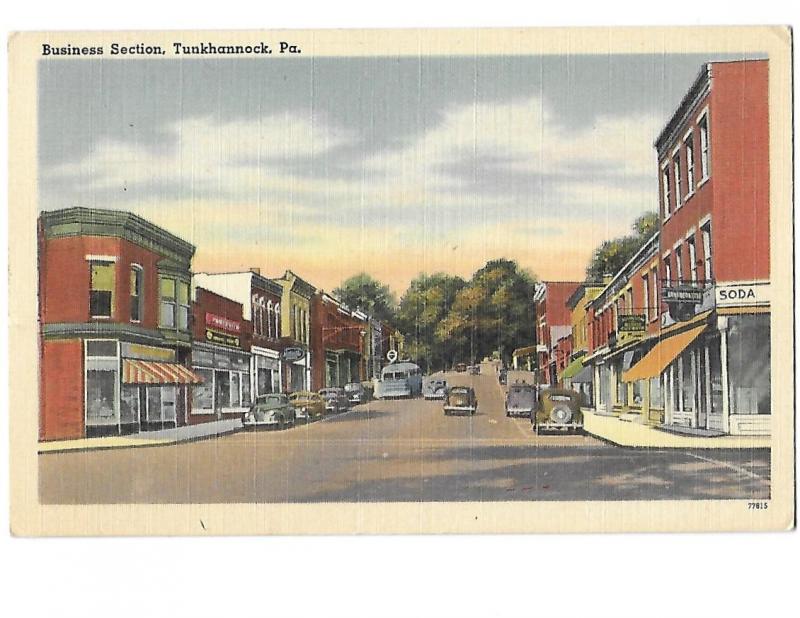Business Section Tunkhannock Pennsylvania Mailed 1954