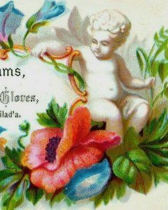 1870's-80's Lot Of 4 Embossed Alfred Williams Importer Mfg. Gloves Cherubs P169