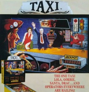 Taxi Pinball Flyer Original 1988 Artwork Promo Santa Dracula Pinbot Lola Gorbie