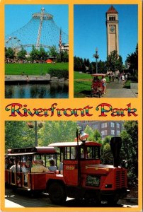Spokane, WA Washington RIVERFRONT PARK  Amusement Rides~Train~Bikes 4X6 Postcard