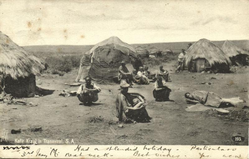 south africa, TRANSVAAL, Native Kafir Kraal (1906) Cape of Good Hope Postcard