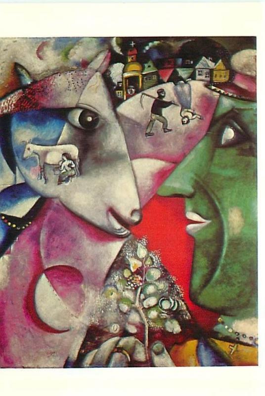 Postcard Marc Chagall i and Village Museum of Art New York Guggenheim   # 3463A