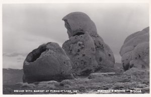 Nevada Pyramid Lake Squaw With Basket Real Photo