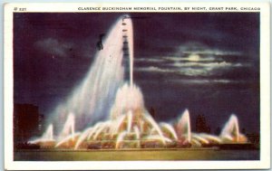M-32499 Clarence Buckingham Memorial Fountain By Night Grant Park Chicago Ill...