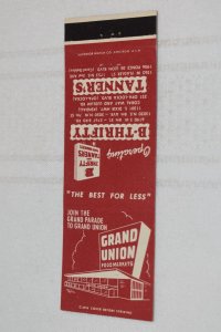 Grand Union Food Markets Advertising 20 Strike Matchbook Cover