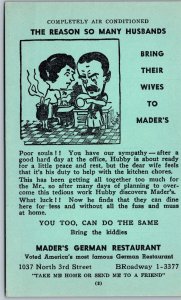 Vtg Milwaukee Wisconsin WI Mader's German Restaurant Postcard