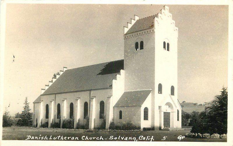 Danish Lutheran Church Solvang 1940s Santa Barbara County California RPPC 499