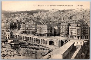 Vtg Alger Le Boulevard de France et la Casbah Algiers Algeria Postcard