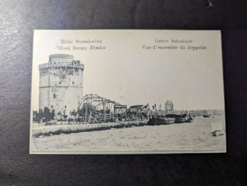 Mint Greece France Postcard Thessaloniki Overview of the Zeppelin