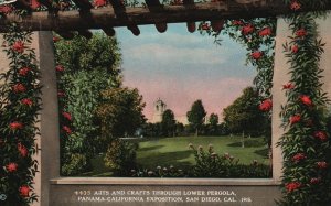 San Diego California 1916 Arts And Crafts Through Lower Pergola Vintage Postcard