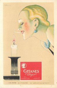 Postcard 1920s Gitane Cigarette advertising Deco fashion woman France TP24-2025