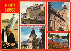 Postcard Modern Colors de Bretagne Chateau des Ponts Barons of the church of ...