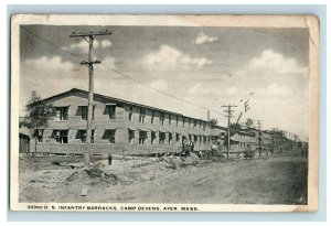 1917 WW1 Infantry Barracks, Camp Devens, Ayer, Mass. Postcard P91
