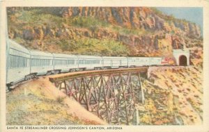 Arizona Johnston Canyon Santa Fe Streamliner Railroad Postcard 22-1192