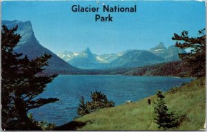 1969 Lake St. Mary Glacier National Park Montana MT Vintage Postcard