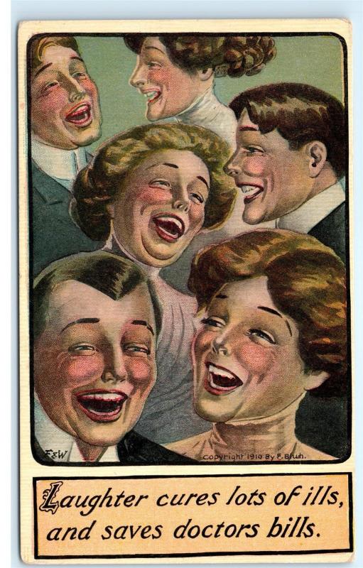 Laughter is the Best Medicine Laughter cures Saves Doctor Bills Postcard D74