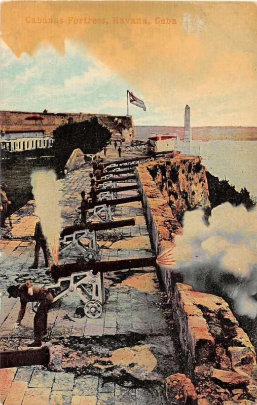 Havana Cuba Cabanas Fortress Cannons Antique Postcard J52808