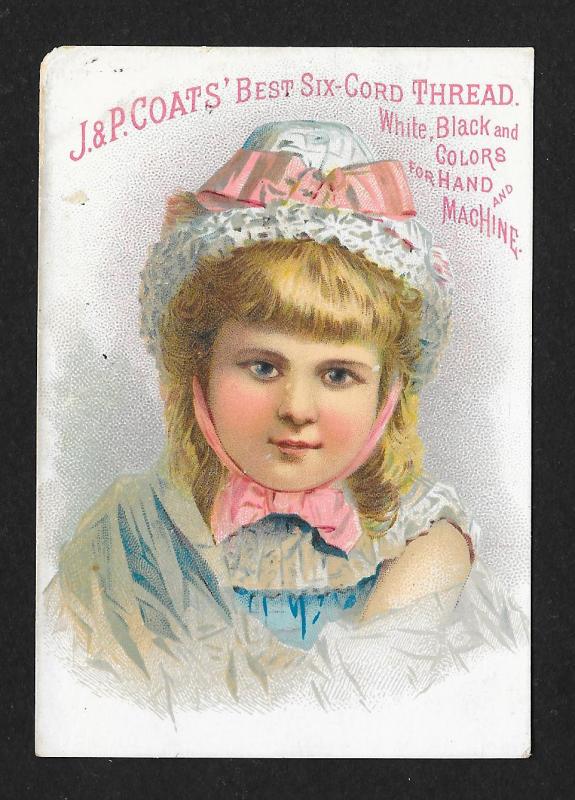 VICTORIAN TRADE CARD Coats' Thread Girl in Bonnet