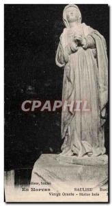 Postcard Old Virgin Orante In Morvan Saulieu Wooden Statue