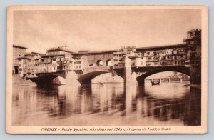 Ponte Vecchio Rebuilt In 1345 Taddeo Gaddi FLORENCE Italy VTG Postcard A227