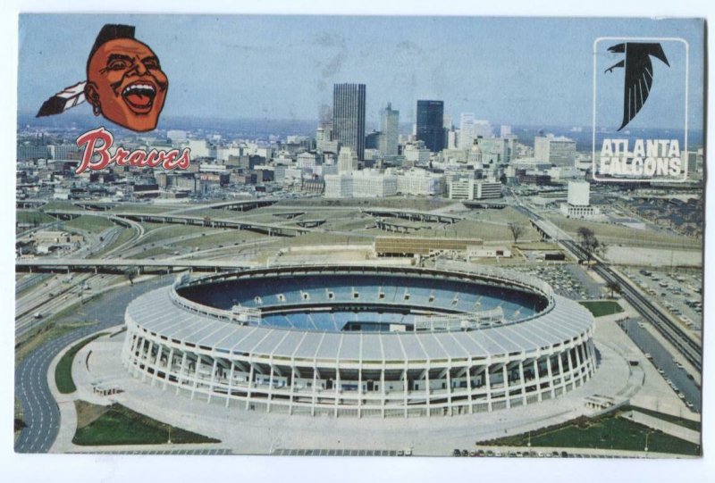 Postcard Baseball + Football Stadium Atlanta Braves + Falcons Atlanta GA