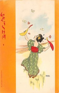 Artist Signed Raphael Kirchner  Gesha I Artist Signed Unused close to grade 2...