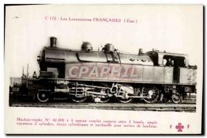 Postcard Old Train Locomotive Machine Tender 42008