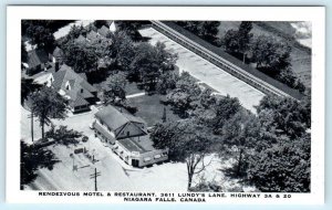 NIAGARA FALLS, Ontario Canada ~ Aerial RENDEZVOUS MOTEL Restaurant Postcard