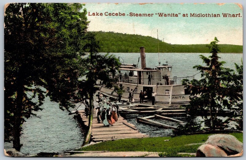 Postcard Lake Cecebe Ontario c1910s Steamer Wanita at Midlothian Wharf PSD