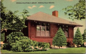 Linen Postcard Kendallville Public Library in Kendallville, Indiana
