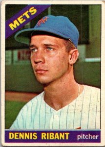 1966 Topps Baseball Card Dennis Ribant New York Mets sk2018