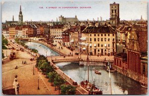 Street Copenhagen Denmark Narrow Streets Bridges Canals Buildings Postcard