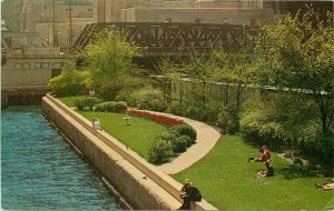 Chicago Illinois River Garden Pearson Teich 1950s Postcard 21-11669