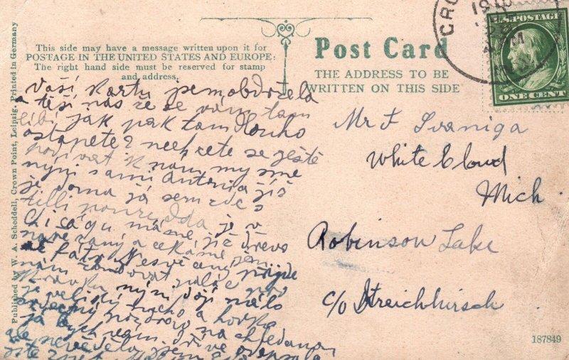 Vintage Postcard 1910 High School Building Crown Point Indiana W. A