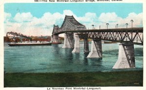 Vintage Postcard 1935 The New Montreal-Longueuil Bridge Montreal Canada