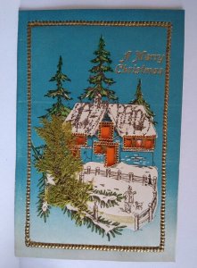 Christmas Postcard Hold To Light House Trees Austria SL & Co HTL Diecut Windows