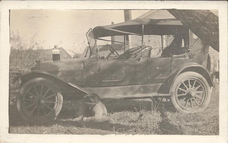 Real Photo, Man Looking Under Car, Postal Card, Deltiology