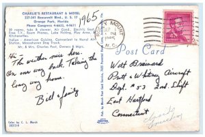 1965 Charlie's Restaurant & Motel Orange Park Florida FL Rocky Mount NC Postcard