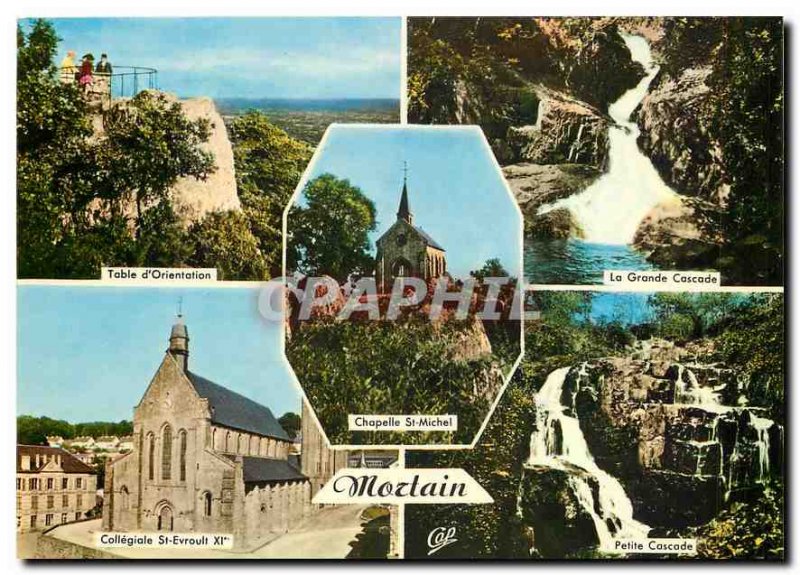 Modern Postcard Mortain Viewpoint The Great Cascade Collegiate St Evroult Sma...