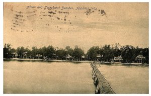 Typo Postcard Lockhurst & Aloha Aloah Beaches Pier Homes Appleton Wisconsin 1908