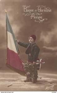 RP: Boy holding a Franch Flag , WWI