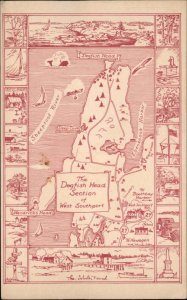 West Southport Maine ME Map Lobster Pound Dogfish Head c1940s Postcard