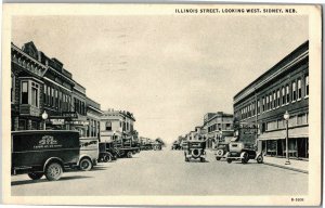 View of Illinois Street Looking West Sidney NE c1939 Vintage Postcard X28