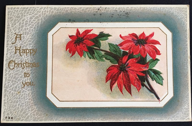 Vintage 1923 embossed Christmas postcard greeting card