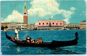 Postcard - Panorama and gondola - Venice, Italy