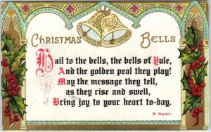 ARTS & CRAFTS Style CHRISTMAS GREETING  Christmas Bells 1915   Postcard