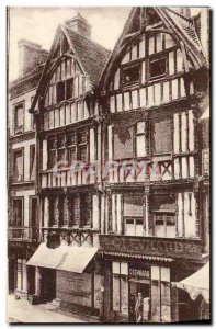 Old Postcard Caen Houses of St. Peter Street Levrard