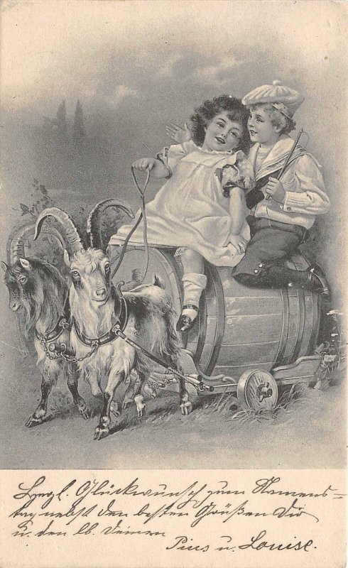 uk40988 Fantasy Chariot goat art nouveau  germany greetings uk