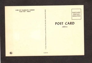 MA View Falmouth Harbor Boats Ferry Cape Cod Massachusetts Postcard Mass PC